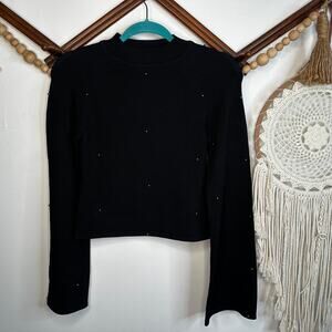 Revolve NBD Black Studded Bell Sleeve Jeff Sweater